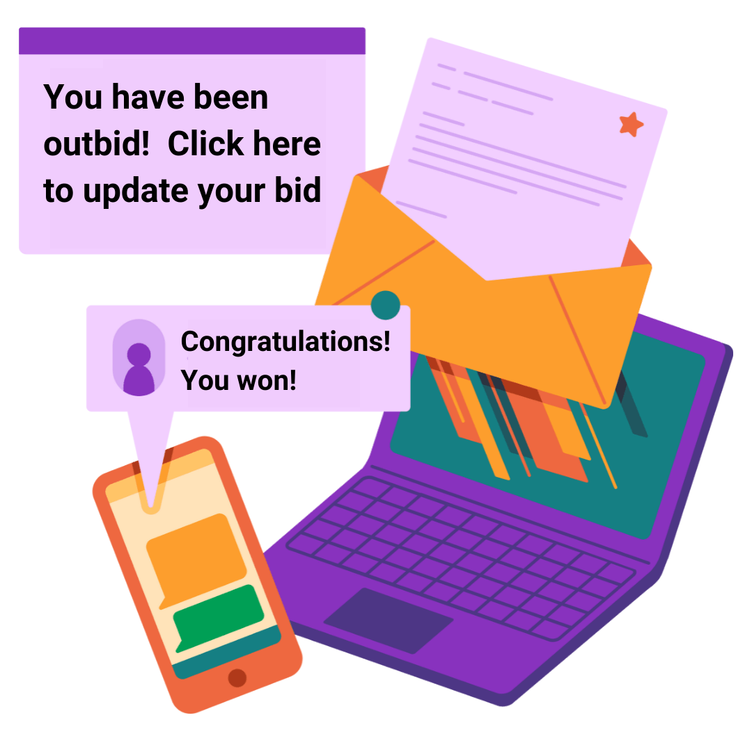 automatic text message auction nonprofit text and email